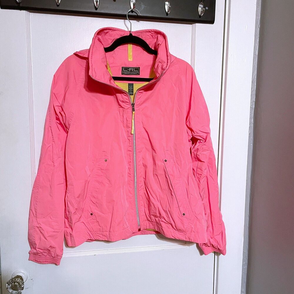 Lauren Ralph Lauren LRL Active Barbie Pink Womens Hooded Full Zip Jacket XL
